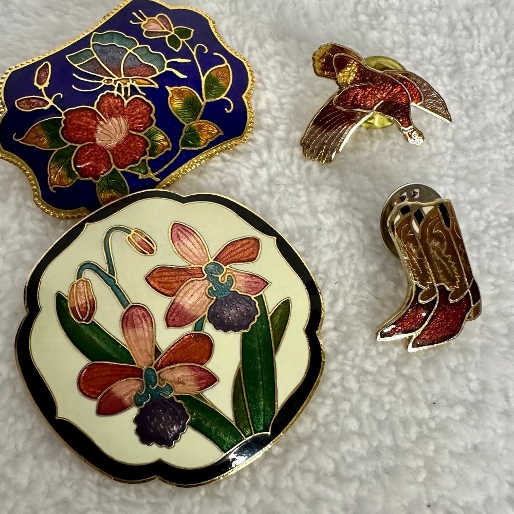 Vintage Cloisonne' Scarf and Lapel Pin